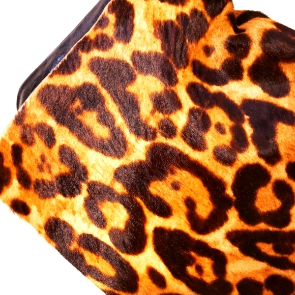 MAURIZIO TAIUTI Leopard Print Calf Hair Blk LTR Messenger- EUC - Picture 6 of 11